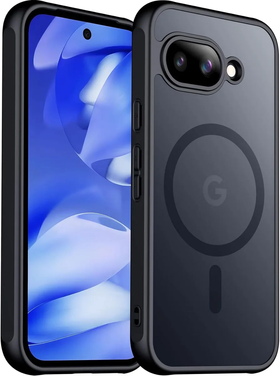 Black translucent matte magnetic phone case with raised edges