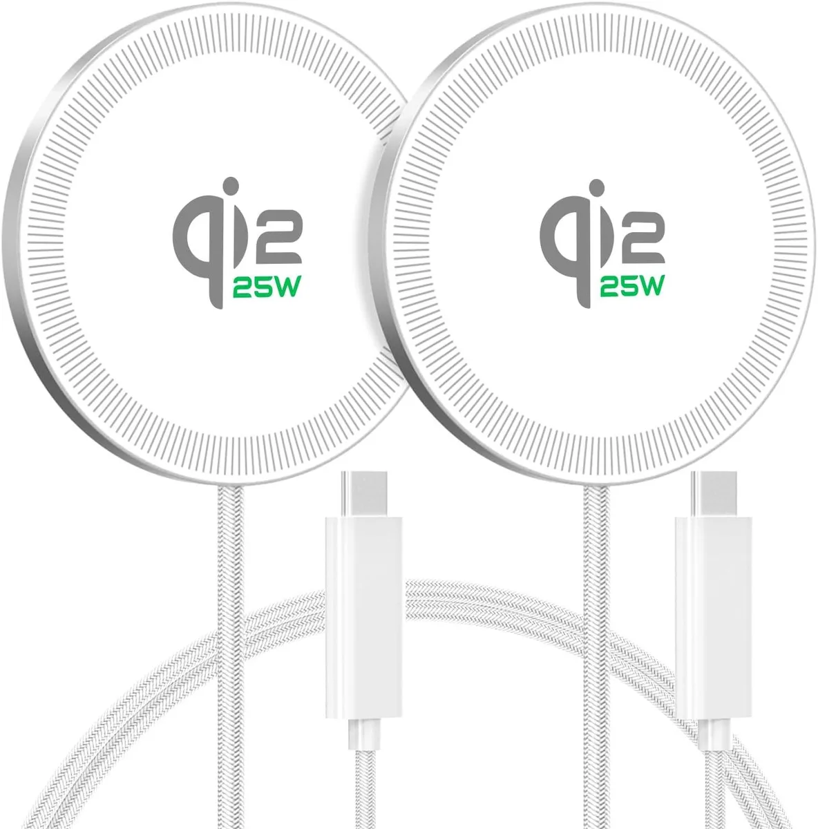 Luisport Luisport 25W Magnetic Wireless Charging Pad Qi2.2 White 2 Pack — product photo