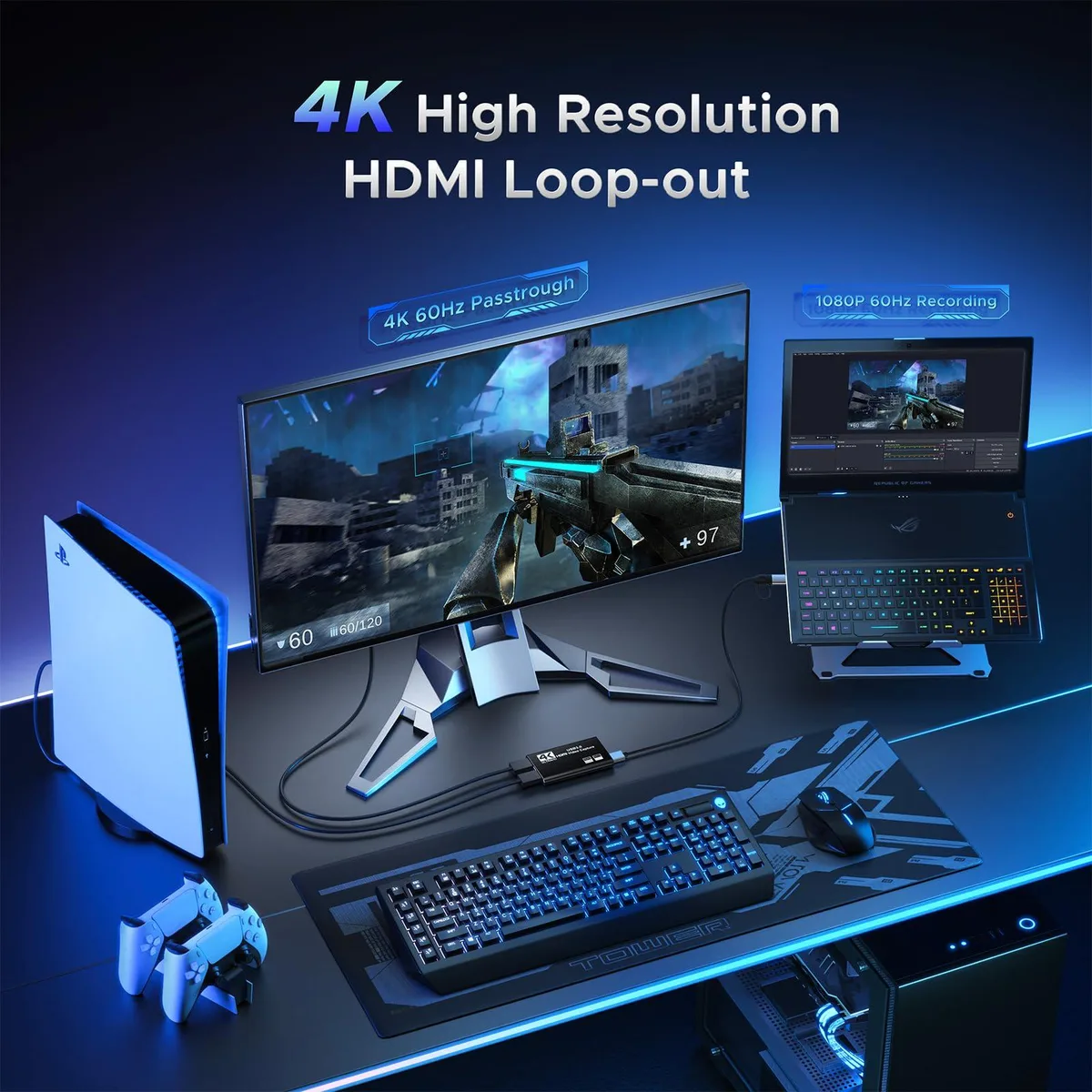 3D Video Wizard USB 3.0 Capture Card 4K Loop-Out 1080P 60FPS 2K 30FPS — product photo
