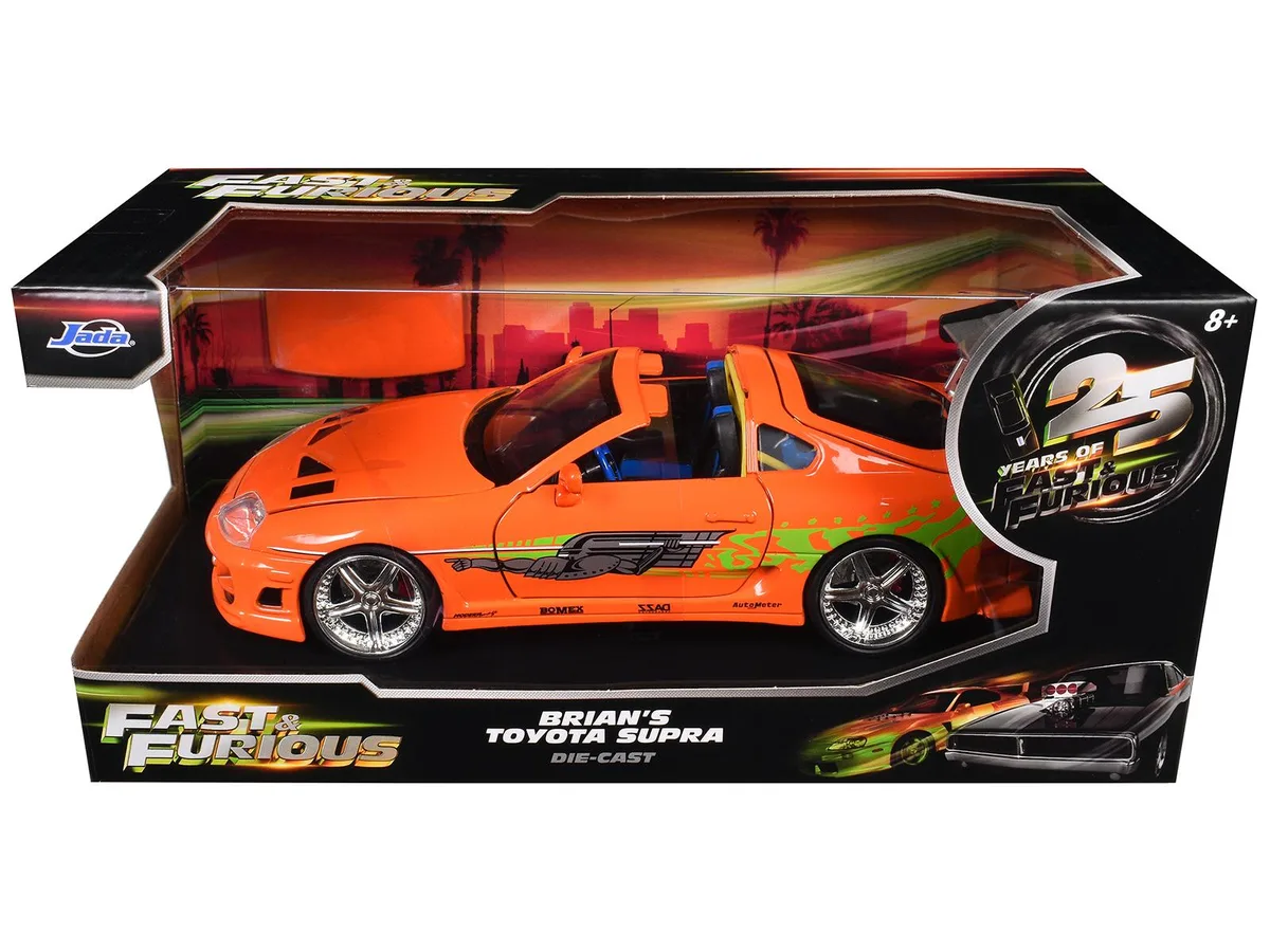 Jada Jada Brian's Toyota Supra Orange Fast &amp; Furious 25th Anniversary 1/24 Diecast Car — product photo