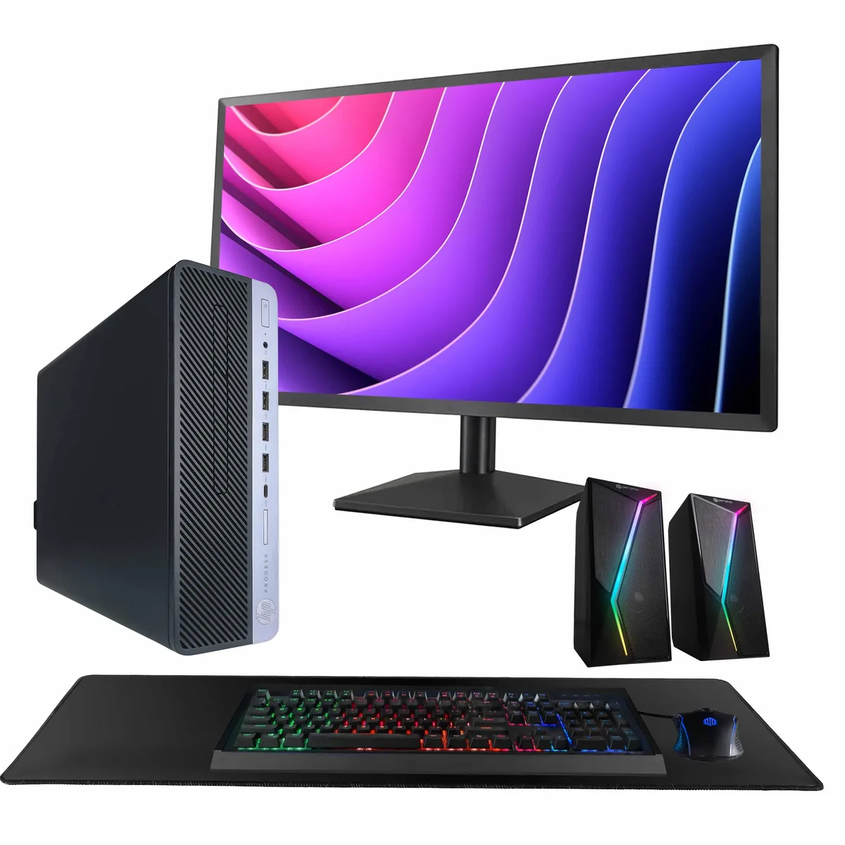 HP HP ProDesk 600G5 Desktop PC i5-9500 16GB DDR3 1TB SSD 24" Monitor GeForce 1030 — product photo