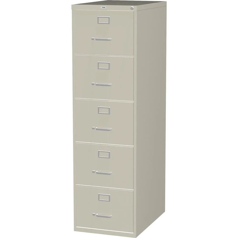 Putty steel five-drawer vertical file cabinet, 18 by 26.5 by 61 inches