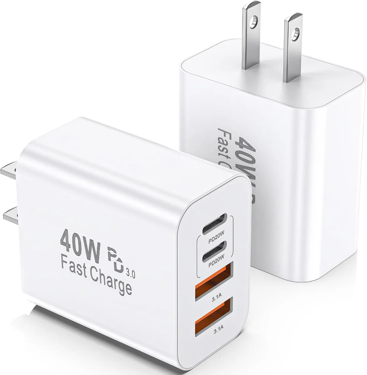 ONITOON ONITOON 40W 4-Port USB-C Charger 2 Pack White — product photo