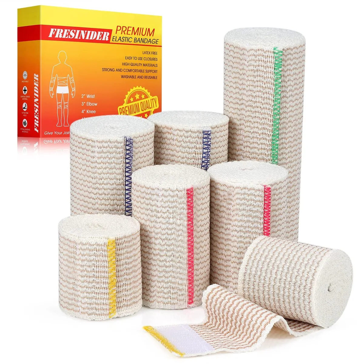  FRESINIDER 8Y-ER6E-GJ2O Elastic Bandage 7 Pack 2 3 4 6 Inch First Aid — product photo