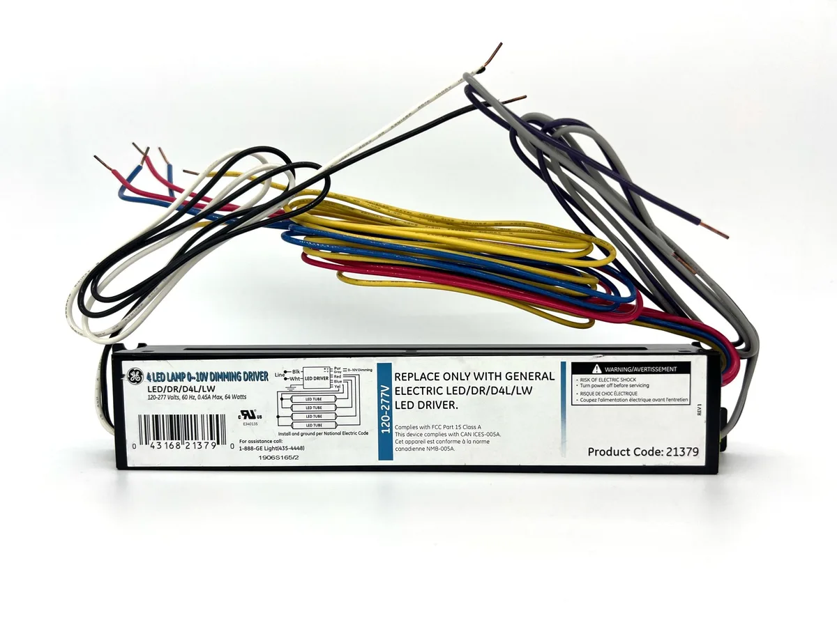 Small rectangular electronic driver unit with side wire leads
