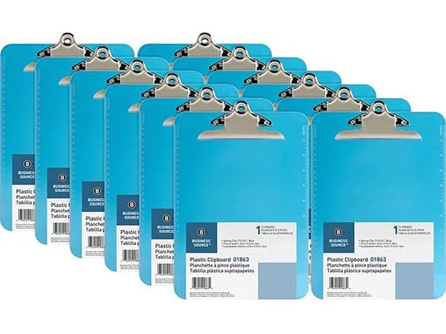 Business Source Business Source 01863BX office equipment, blue spring clip clipboard with ruler, 12 — product photo