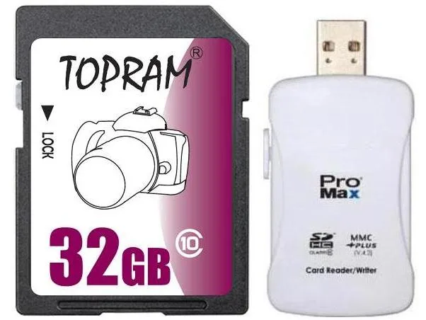 TOPRAM TOPRAM TR32GSD10R16 32GB SDHC Class 10 with R16 Reader — product photo