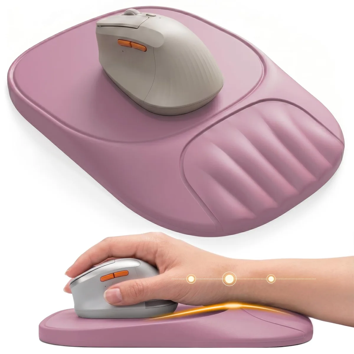  DRESSIA Ergonomic Mouse Pad with Wrist Rest (Dusty Rose) — product photo
