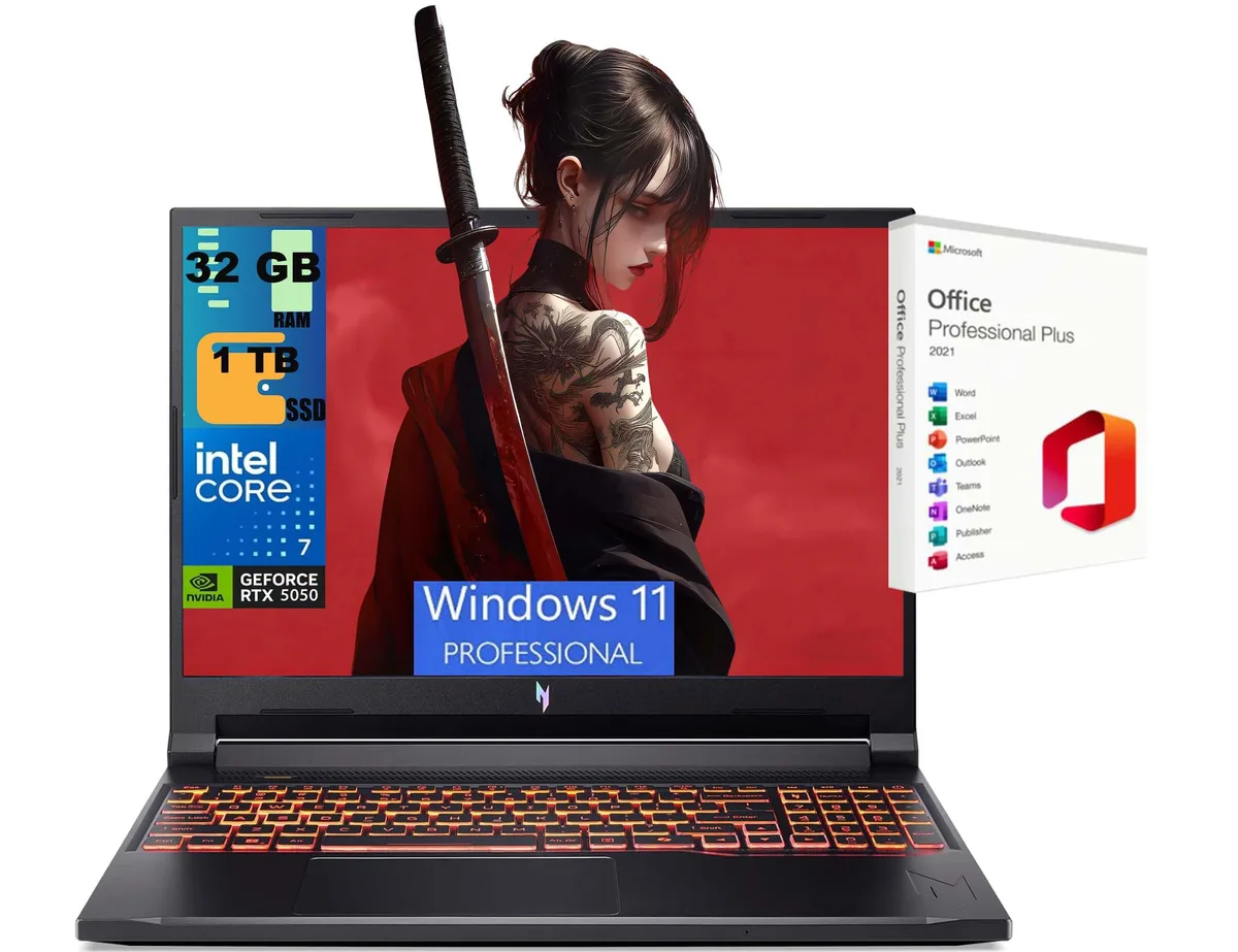 Acer America Acer Nitro V 16 gaming laptop Intel Core 7 240H RTX 5050 32GB 1TB — product photo