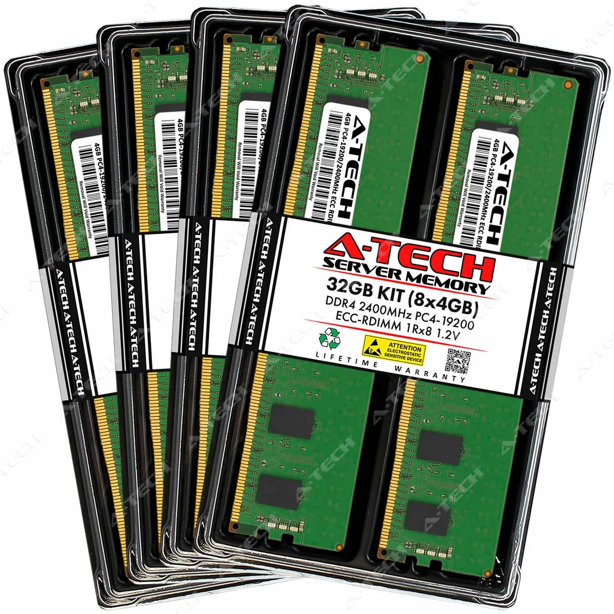 A-Tech A-Tech 32GB (8x4GB) DDR4 2400 ECC RDIMM 1Rx8 CL17 1.20V server RAM — product photo