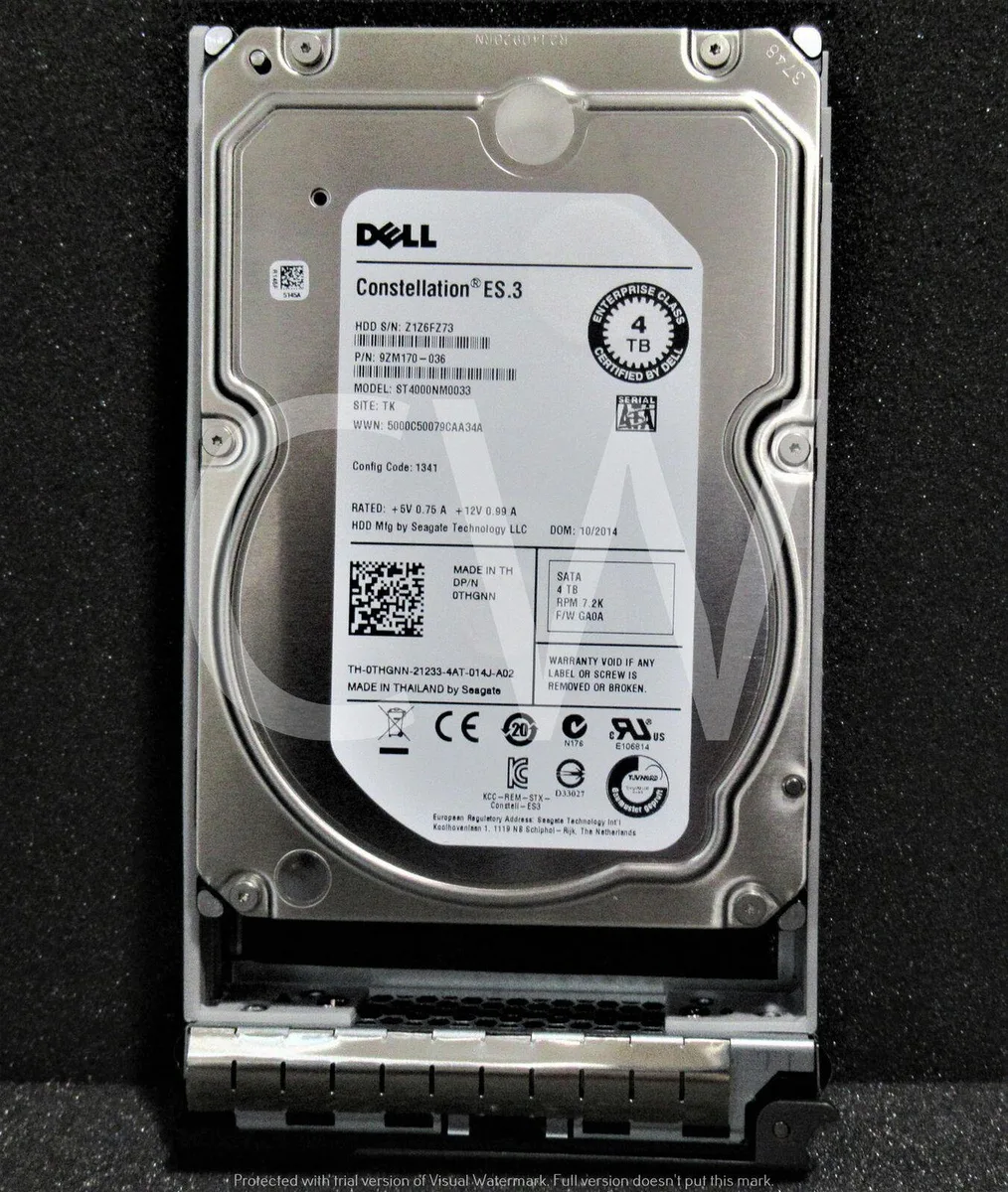 DELL Dell Constellation ES.3 ST4000NM0033 4TB 7200RPM 3.5" SATA internal hard drive with Gen13 caddy — product photo