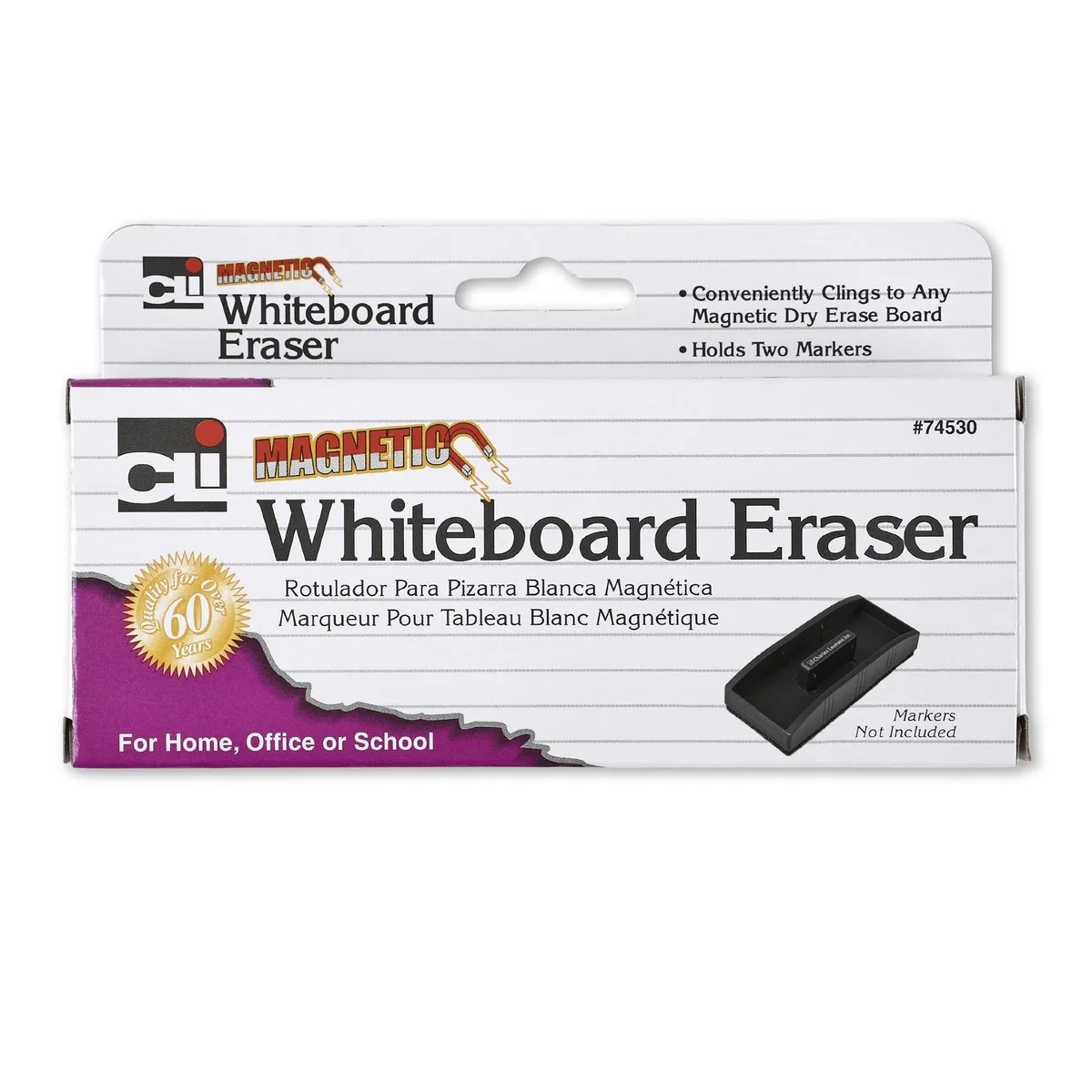 Charles Leonard Charles Leonard 74530 Magnetic Whiteboard Eraser with Marker Holder — product photo