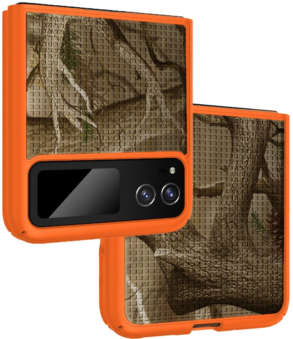 Nakedcellphone Nakedcellphone Textured Grid Hard Case for Motorola RAZR 40 2023 Orange Camouflage — product photo