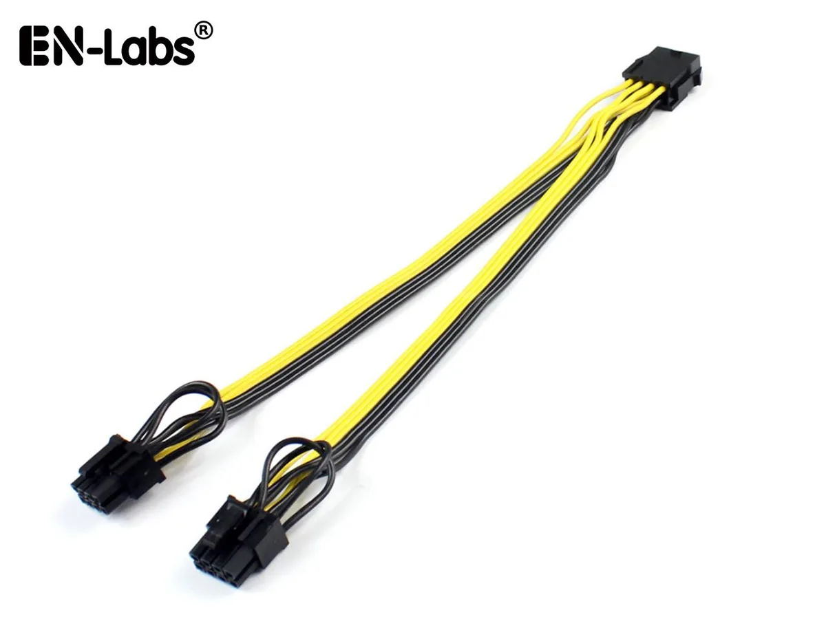 EN-Labs EN-Labs PCIE6PSPL8P15CM PCIe 6-pin to Dual 8-pin Power Splitter Cord 6 Inches — product photo
