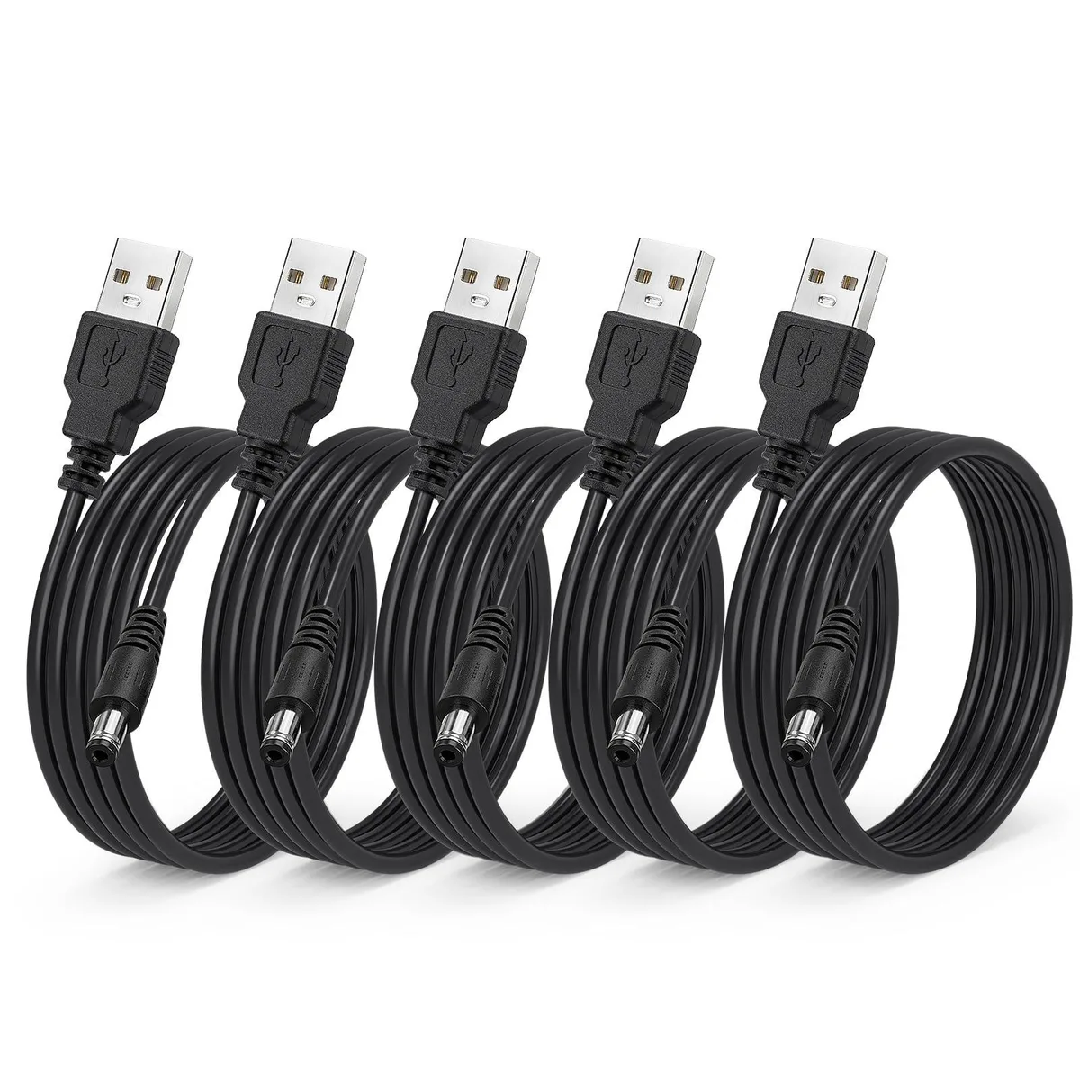  Smays 5-Pack USB 2.0 to DC 5.5mm x 2.1mm Power Cable 5 ft — product photo