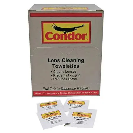 Condor Condor 44X059 Lens Cleaning Towelettes Anti-Fog Anti-Static 100 Count — product photo