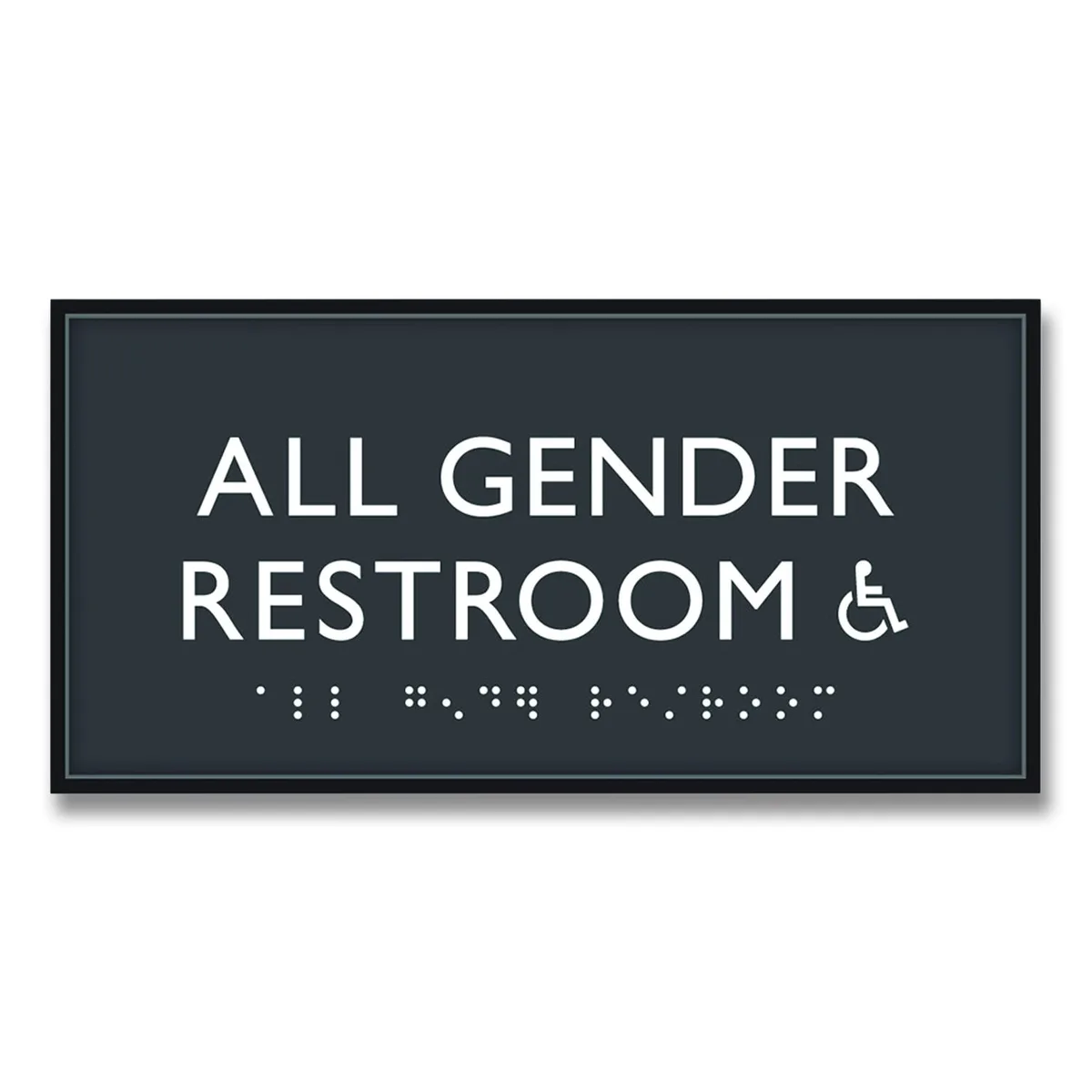 U. S. Stamp &amp; Sign U. S. Stamp &amp; Sign All Gender Restroom Accessible Sign 4 x 8 Clear/Black 69921 — product photo