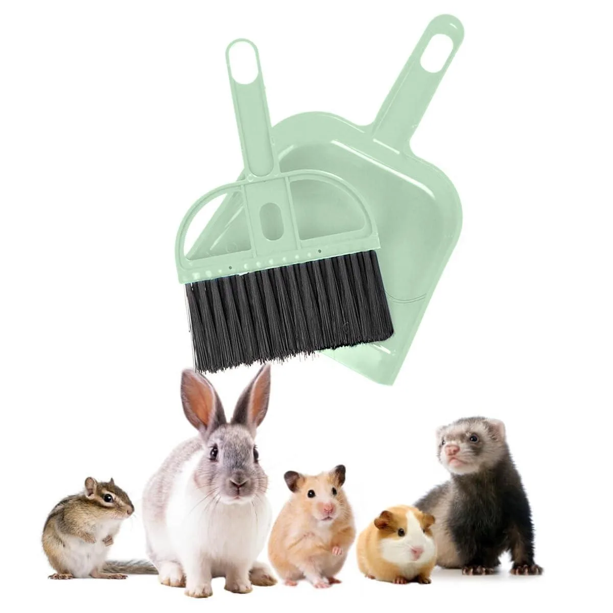 Mint green mini broom and dustpan set, compact plastic design