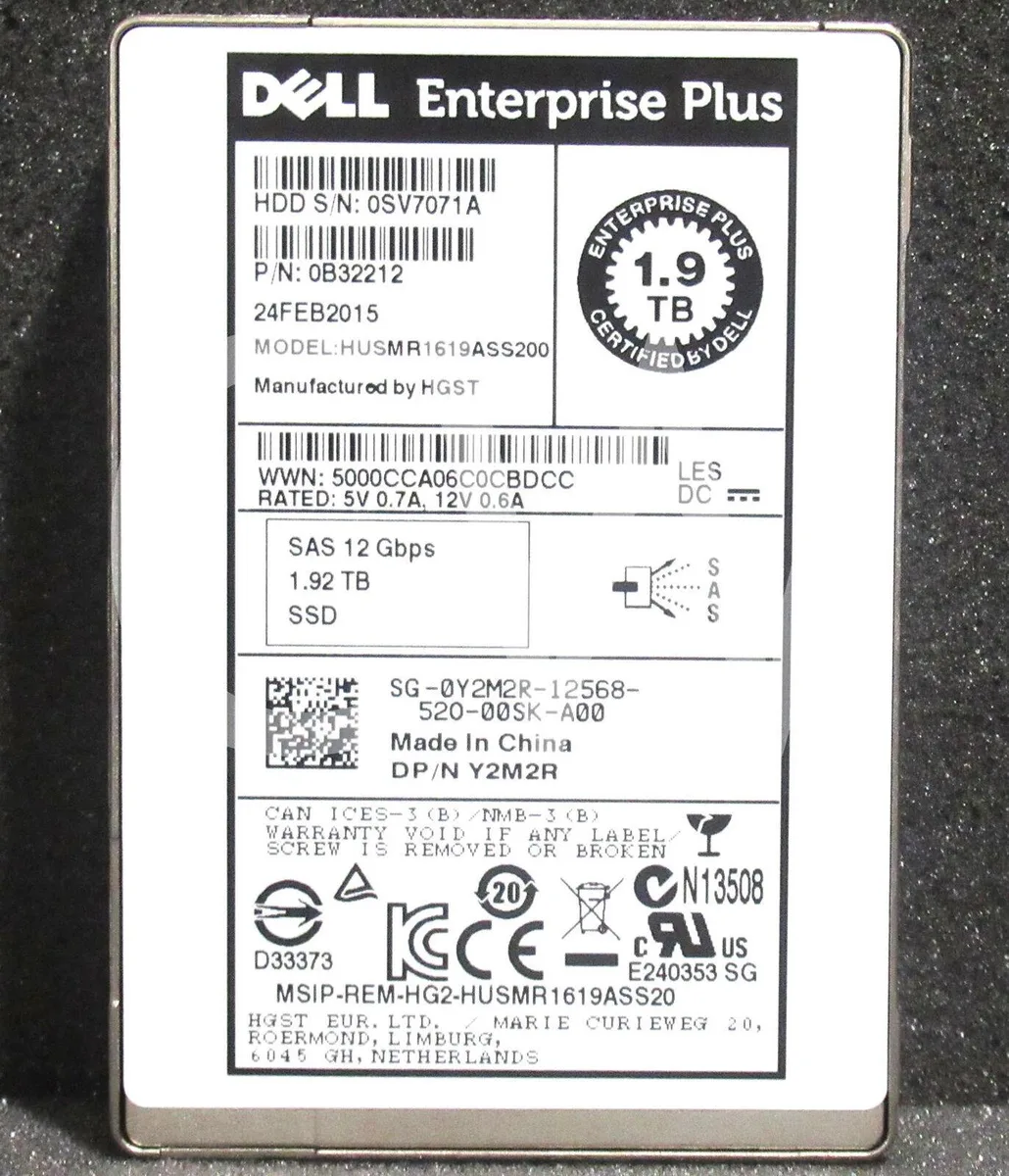 DELL DELL HUSMR1619ASS200 1.92TB 2.5" SAS 12Gbps internal hard drive — product photo