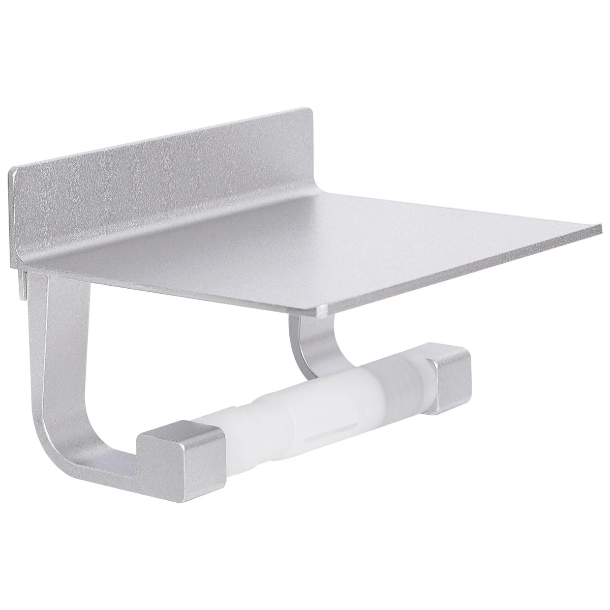Unique-Bargains Unique-Bargains Toilet Paper Holder with Phone Shelf Adhesive Silver — product photo