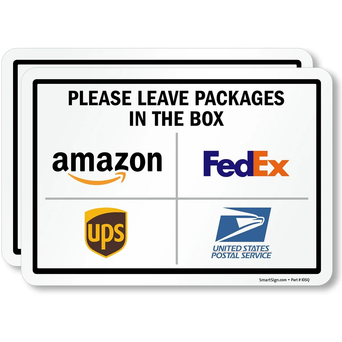 Two rectangular multicolour signs with rounded corners, 7 by 10 inches, laminated polyester finish