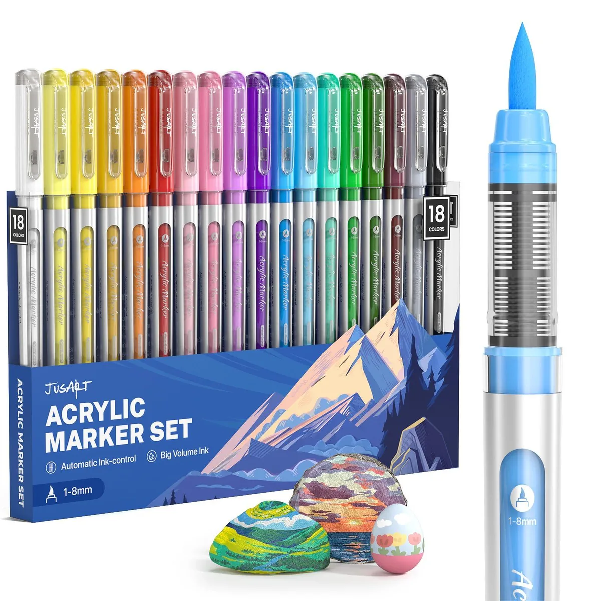  JusArt JA-ZYMKB-18 Acrylic Brush Markers 18 Colors — product photo