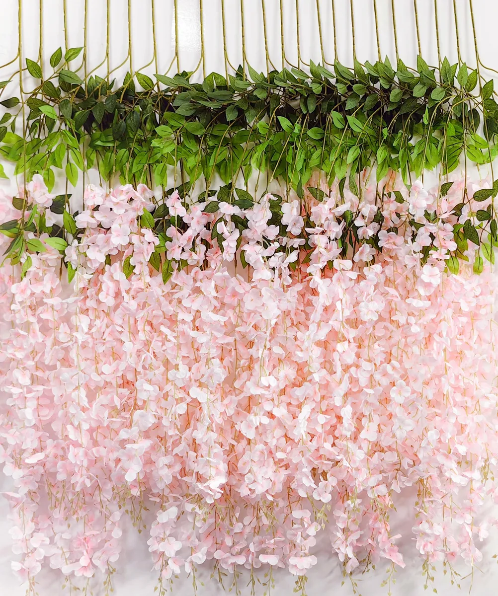 HanYun Wisteria Hanging Flowers 12 Pack Light Pink 3.7ft — product photo