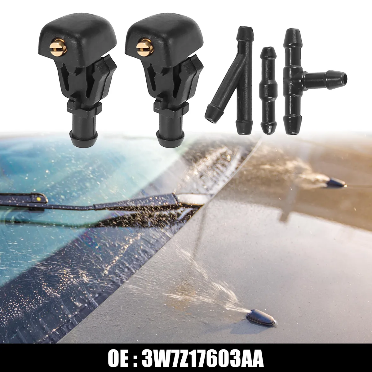 Unique-Bargains Unique-Bargains Front Windshield Washer Nozzles Fit for Ford F150 Pack of 5 Black — product photo