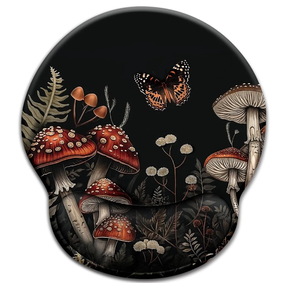 KEHIPI KEHIPI Mushroom Mouse Pad with Wrist Rest 9.8 x 8.6 in 7 mm thick 20 mm wrist support — product photo