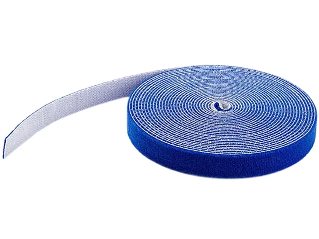 Blue hook-and-loop tape roll 100 ft for cable bundling