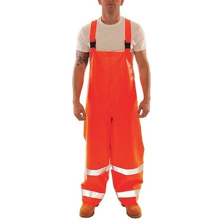 Orange arc flash rain overall with reflective tape and sealed seams