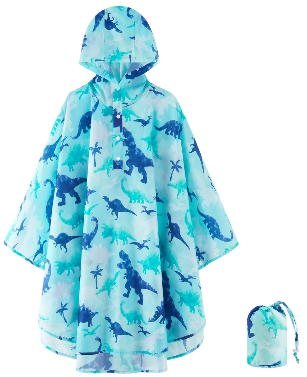 WAWSAM Coat Children's Outerwear Green Size 6 Dinosaur Poncho with Pouch — product photo
