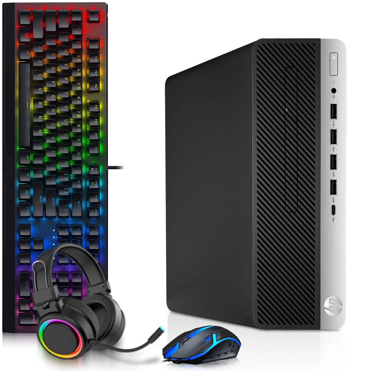 HP HP G5 Gaming Desktop PC i5-9500 16GB 256GB SSD 500GB HDD GT 1030 Win 11 Pro — product photo