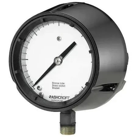 Ashcroft 451259 process pressure gauge 0 to 60 psi 4 1/2 inch dial black case white face glass lens bottom connection
