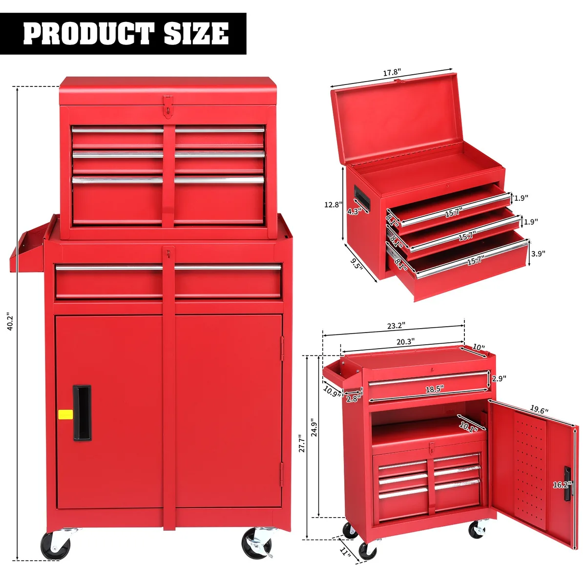 Yescom USA, Inc. Yescom USA, Inc. D25DTC002-8D2R-02 2-in-1 Rolling Tool Cart Tool Storage — product photo