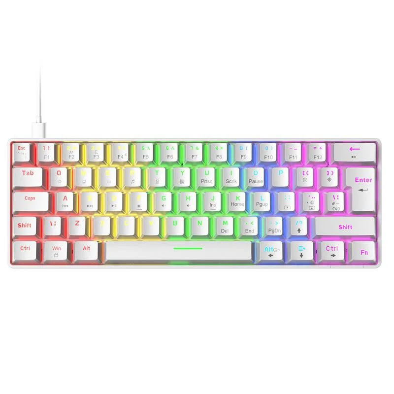 SPTUO SPTUO T60 62-key mechanical gaming keyboard white blue switch USB-C wired 18 RGB — product photo