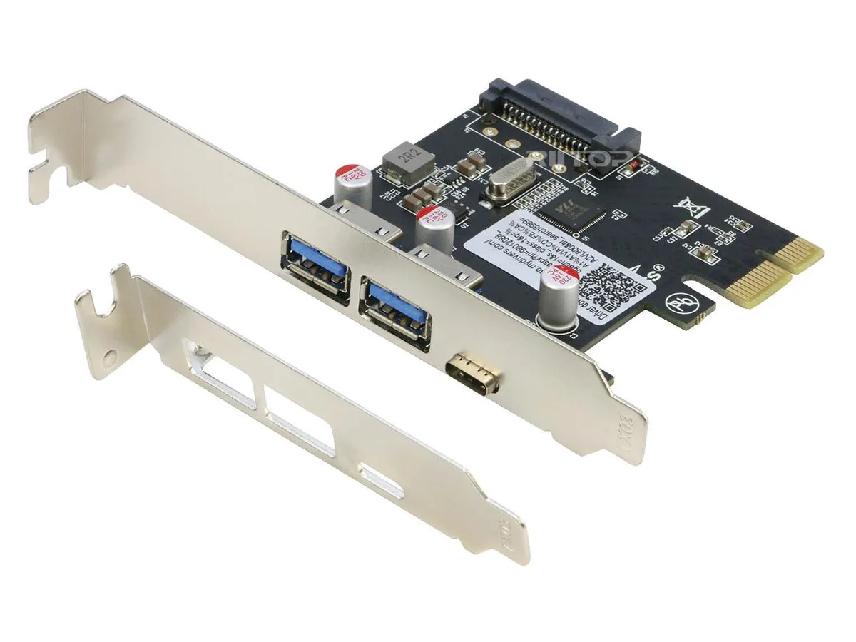 RIITOP RIITOP PCIe USB 3.0 expansion card 2×A 1×C low-profile bracket — product photo