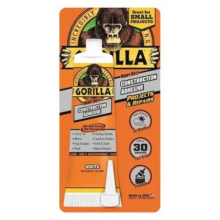 White 2.5 Oz Gorilla Glue construction adhesive tube