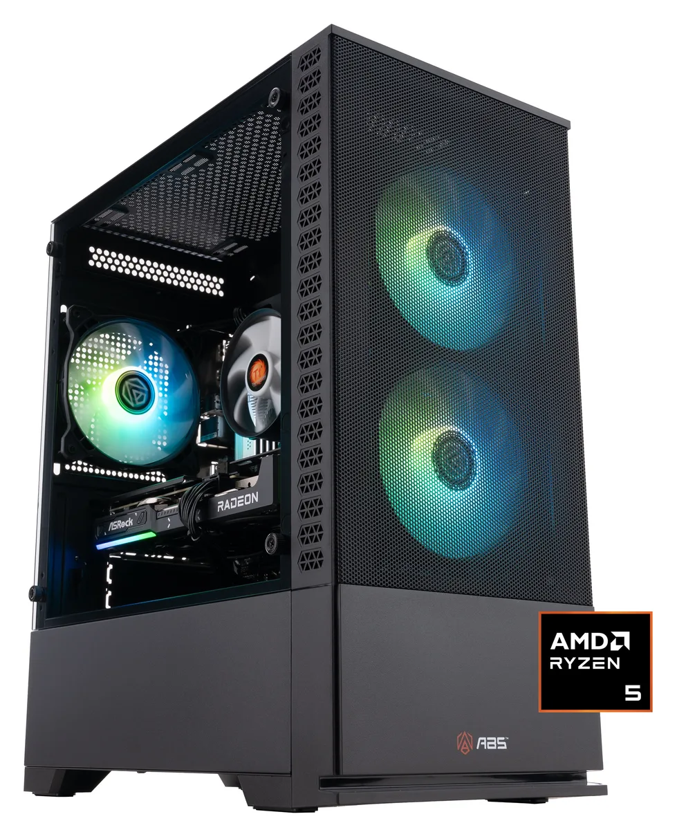 ABS ABS CR9600X9060XT16GB2 gaming PC refurbished Ryzen 5 9600X Radeon RX 9060 XT 16GB 32GB DDR5 1TB NVMe — product photo