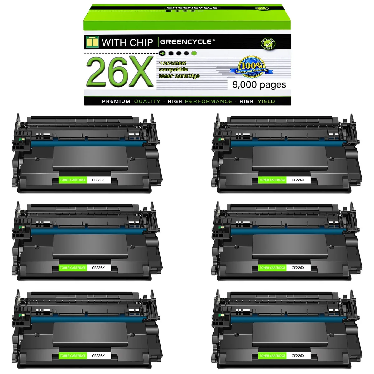 GREENCYCLE GREENCYCLE CF226X Compatible Black Toner Cartridge 6 Pack 9000 Pages — product photo