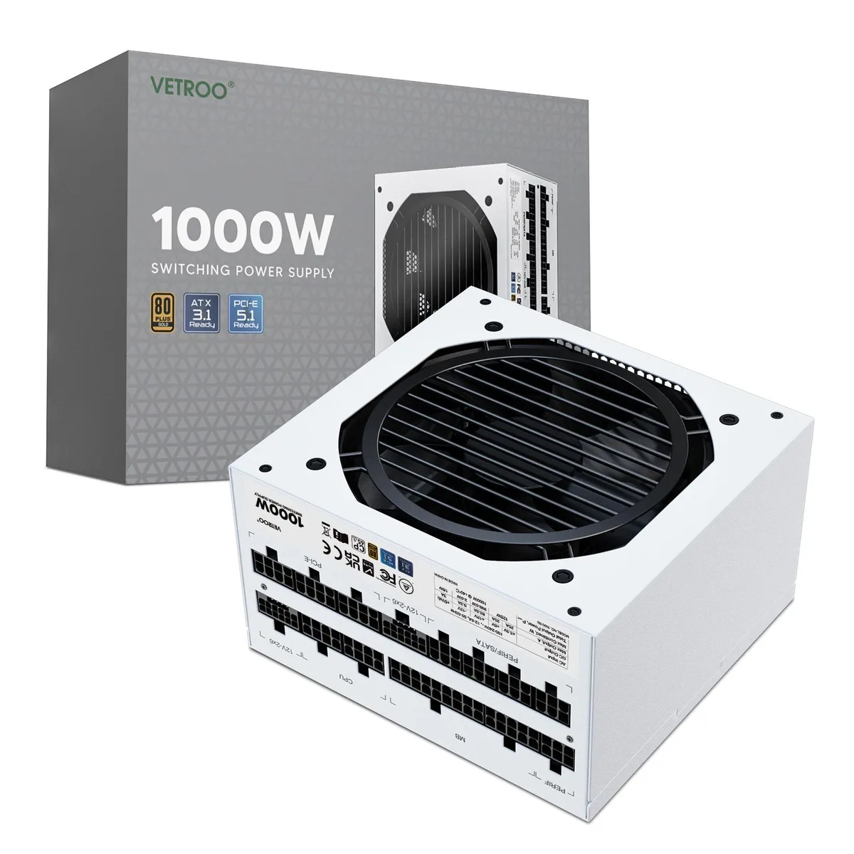 Vetroo Vetroo 1000W White ATX 3.1 Power Supply — product photo