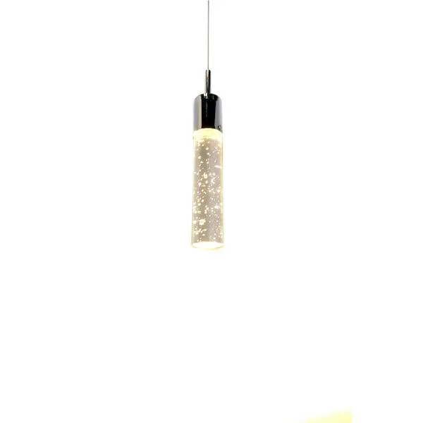 Polished chrome pendant with nine lights, sixteen inches wide