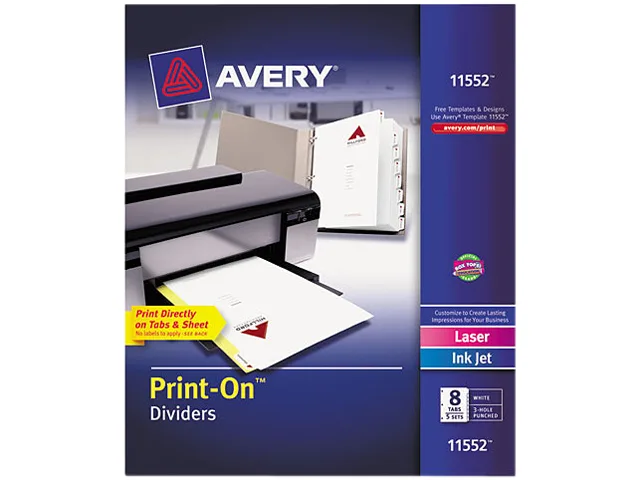 Avery Avery 11552 Customizable Print-On Dividers 8-Tab Letter 5 Sets — product photo