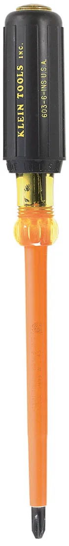 Yellow insulated Phillips screwdriver with cushioned grip and 1000V rating