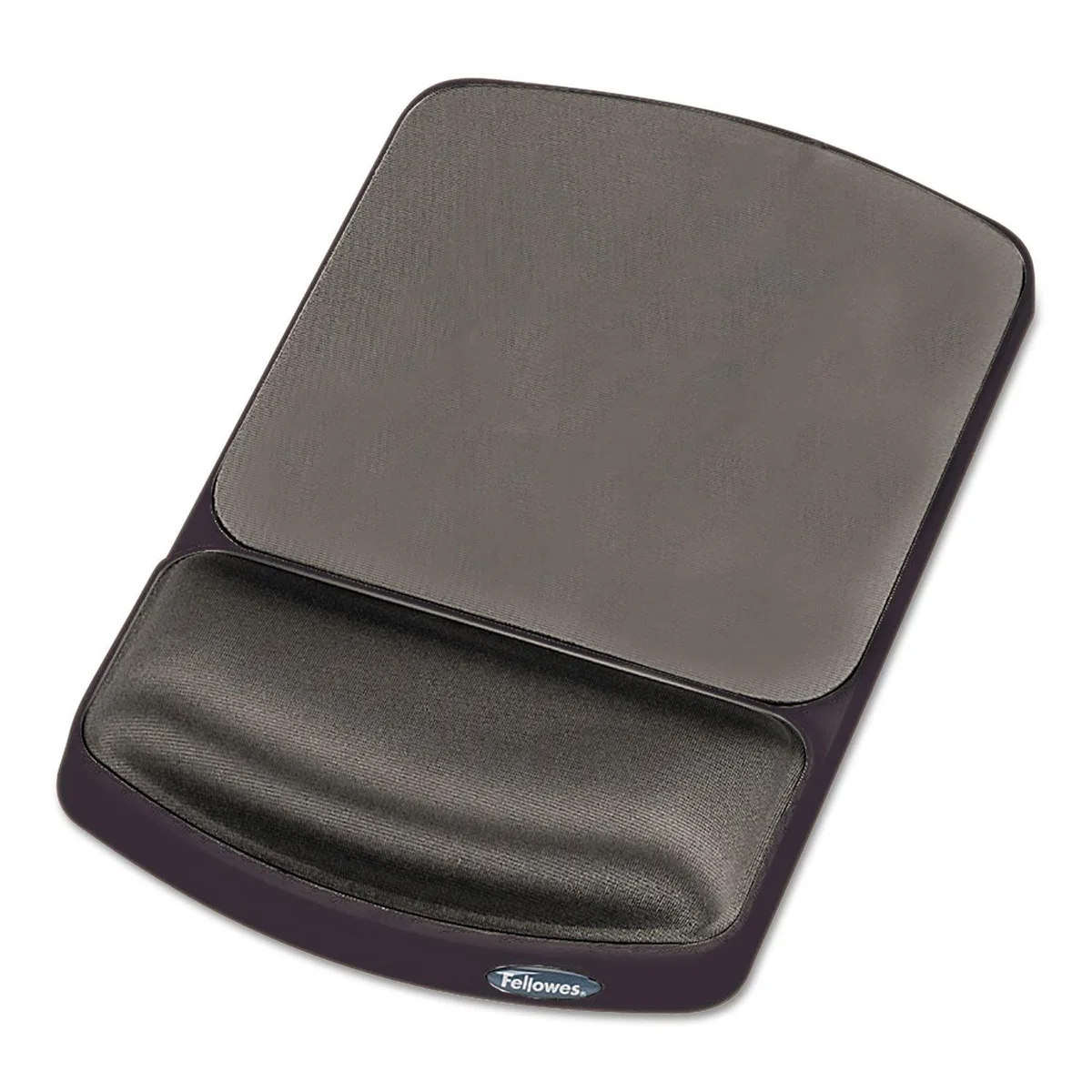 Graphite gel wrist rest with platinum base, rectangular shape, fabric cover
