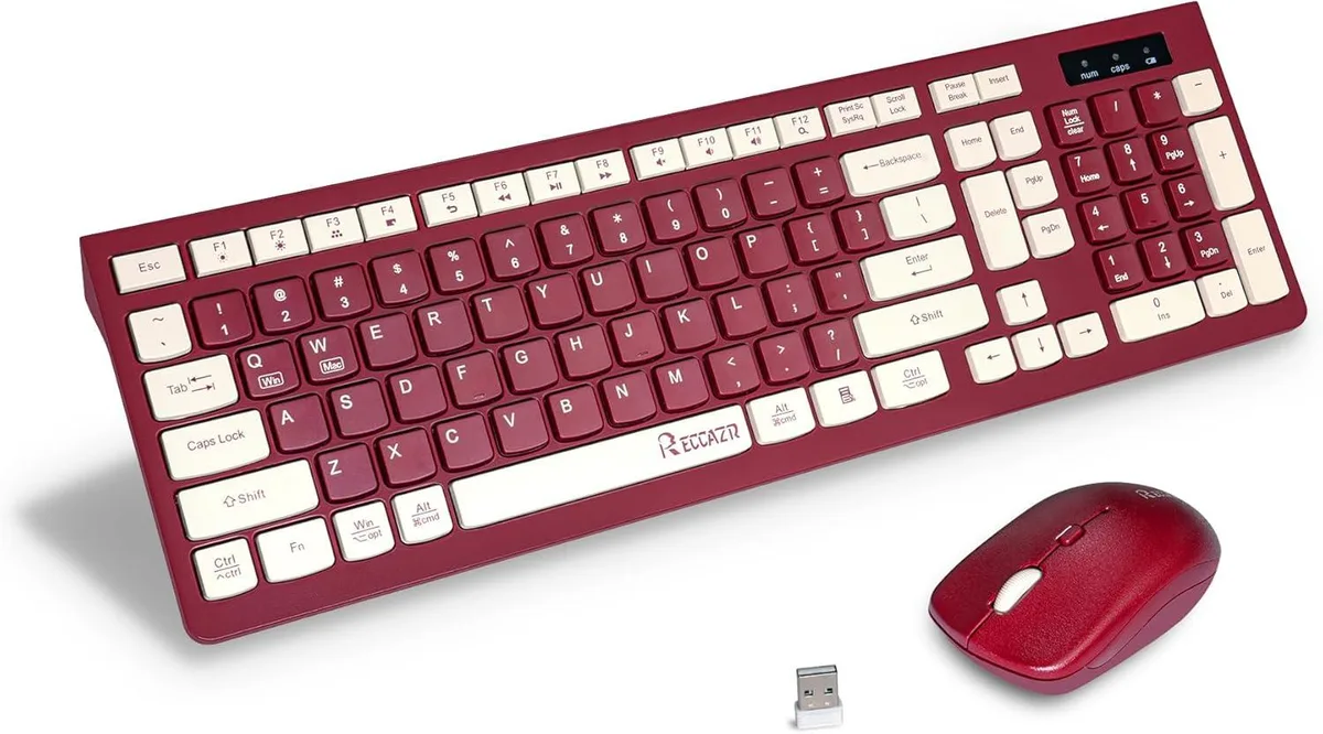 TUKO TUKO Wireless Gaming Keyboard and Mouse Combo Wine Red 2.4 GHz 800/1200/1600 DPI — product photo