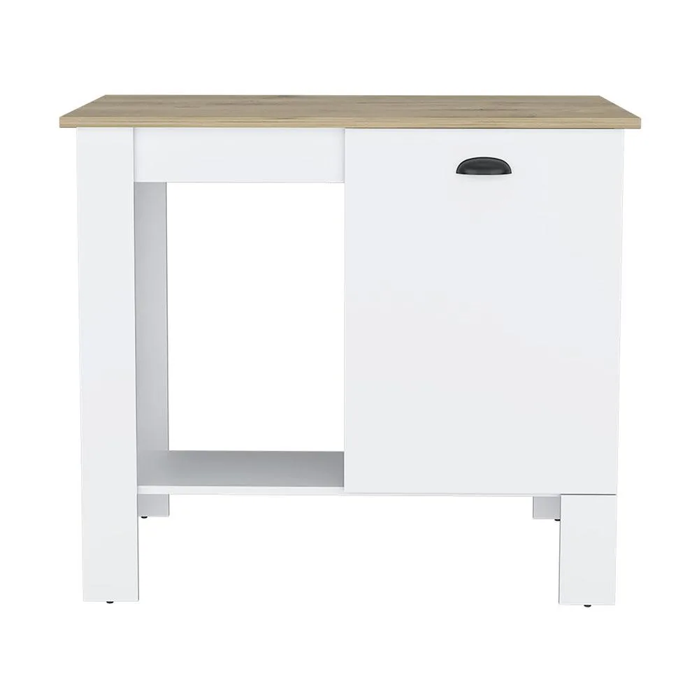 FM FURNITURE FM FURNITURE Lander Kitchen Island Single Door Open Shelf White Macadamia 40,4x27,5x35,4 cm — product photo
