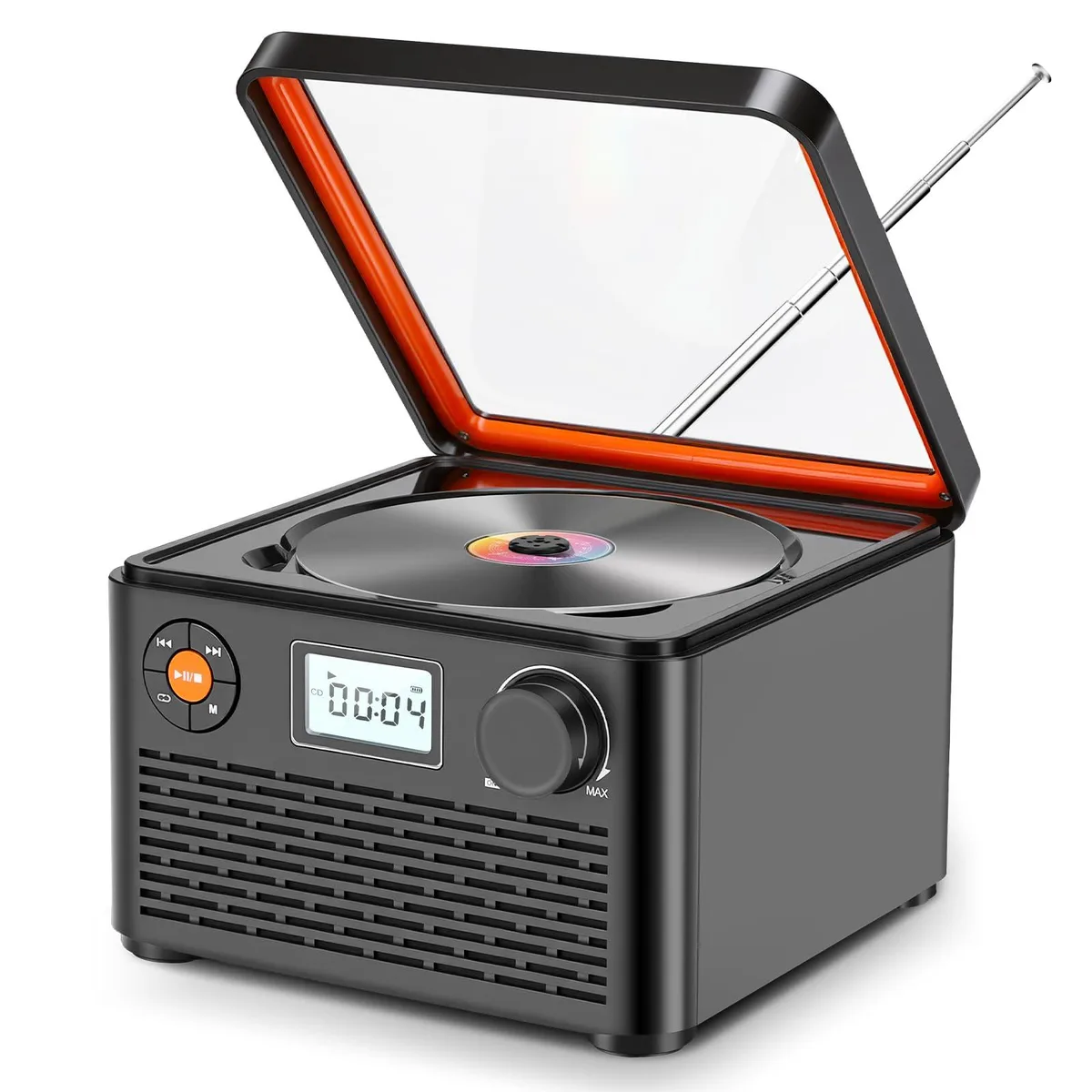  CTDZLED W-15A Boombox CD Player Bluetooth FM USB TF 4000mAh Black — product photo