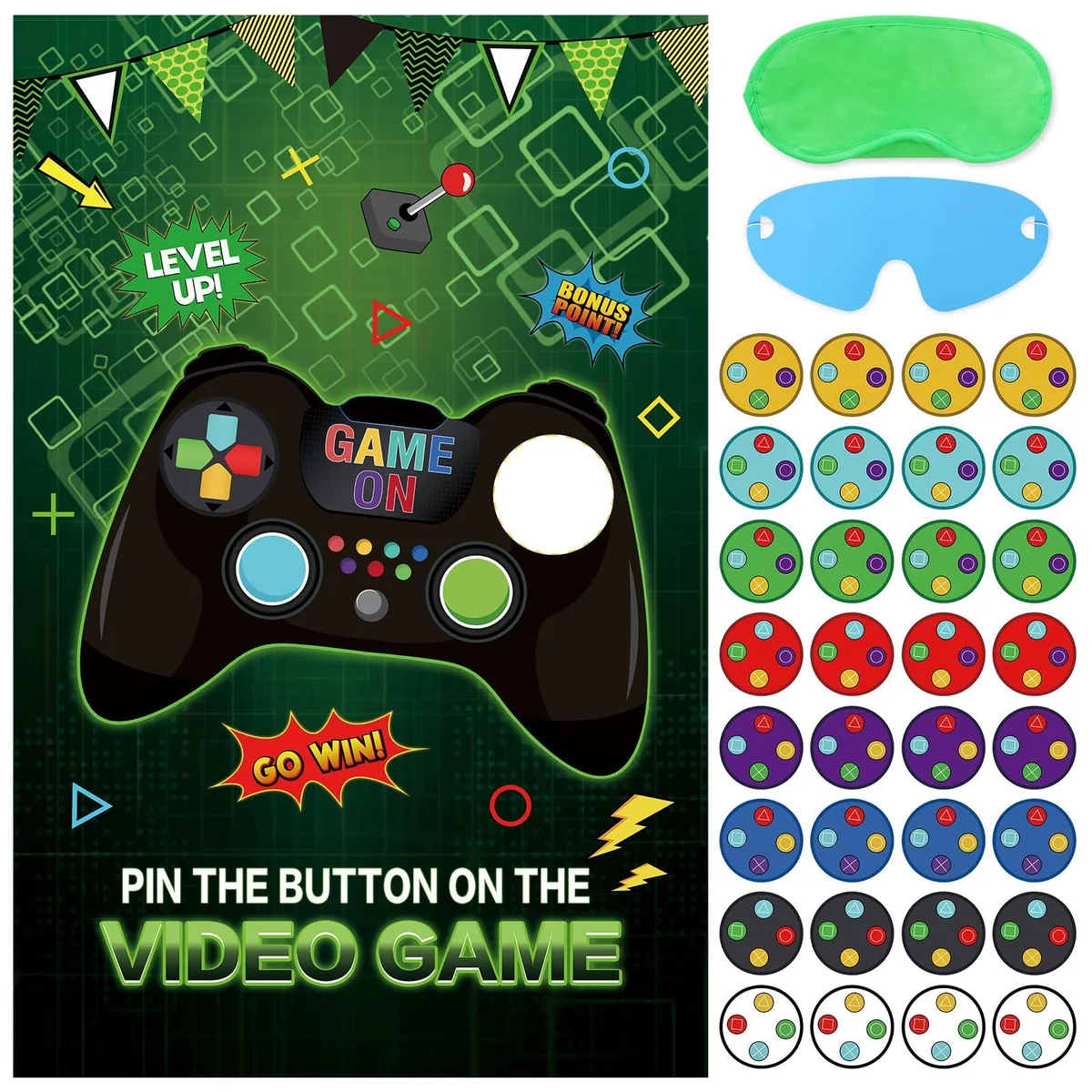 Pin The Button on The Video Game Party Game play area — product photo