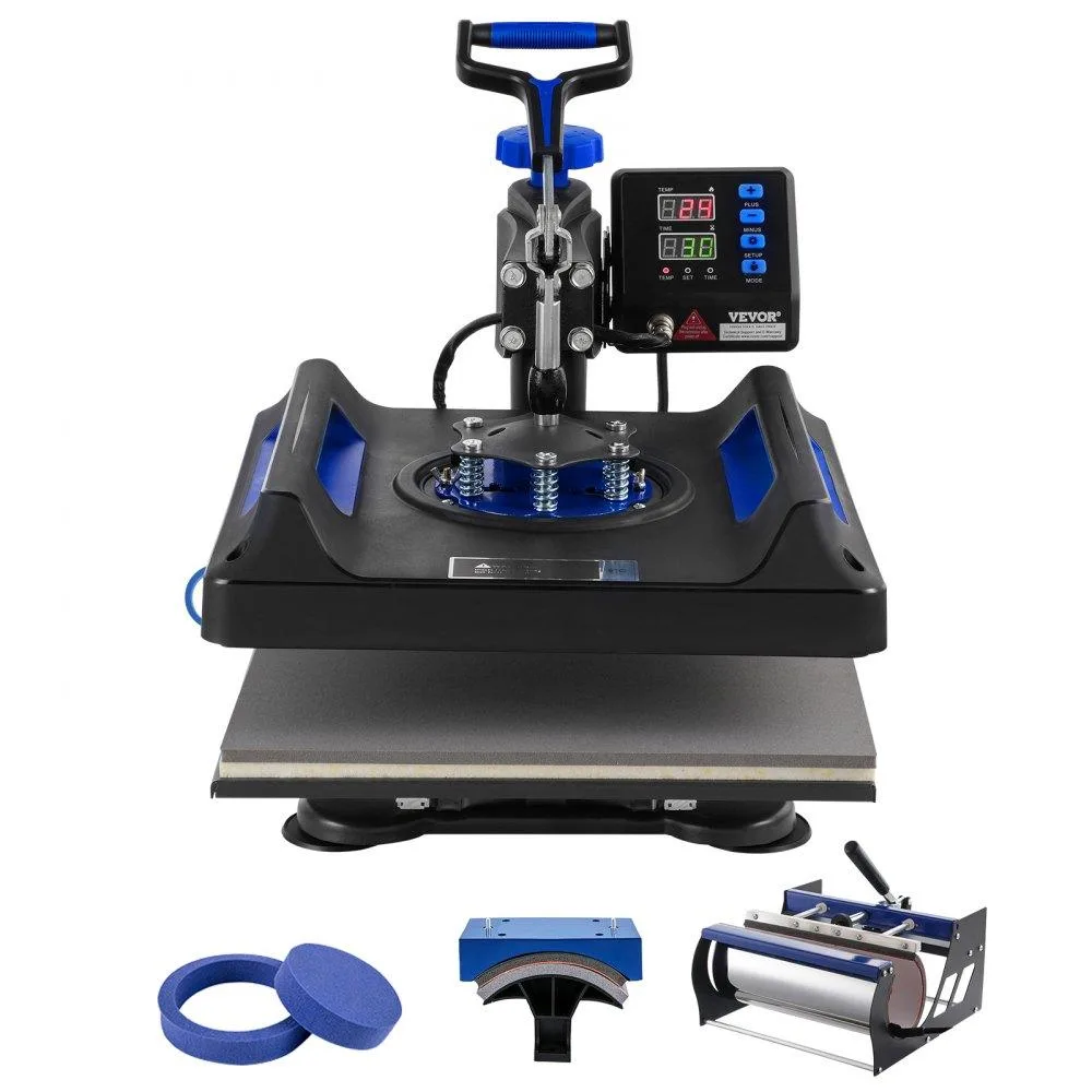 VEVOR VEVOR 15 x 15 in 5-in-1 Heat Press with 30 oz Tumbler, Black+Blue — product photo